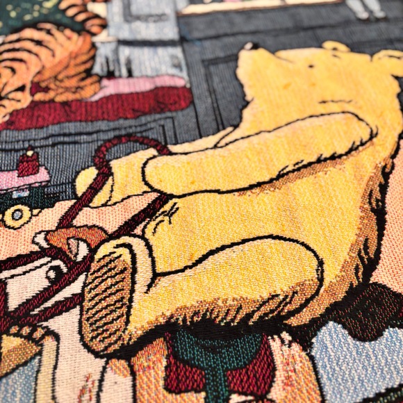 Vintage Disney Classic Pooh Woven Tapestry Throw Blanket Nursery Decor Cotton - Picture 2 of 10